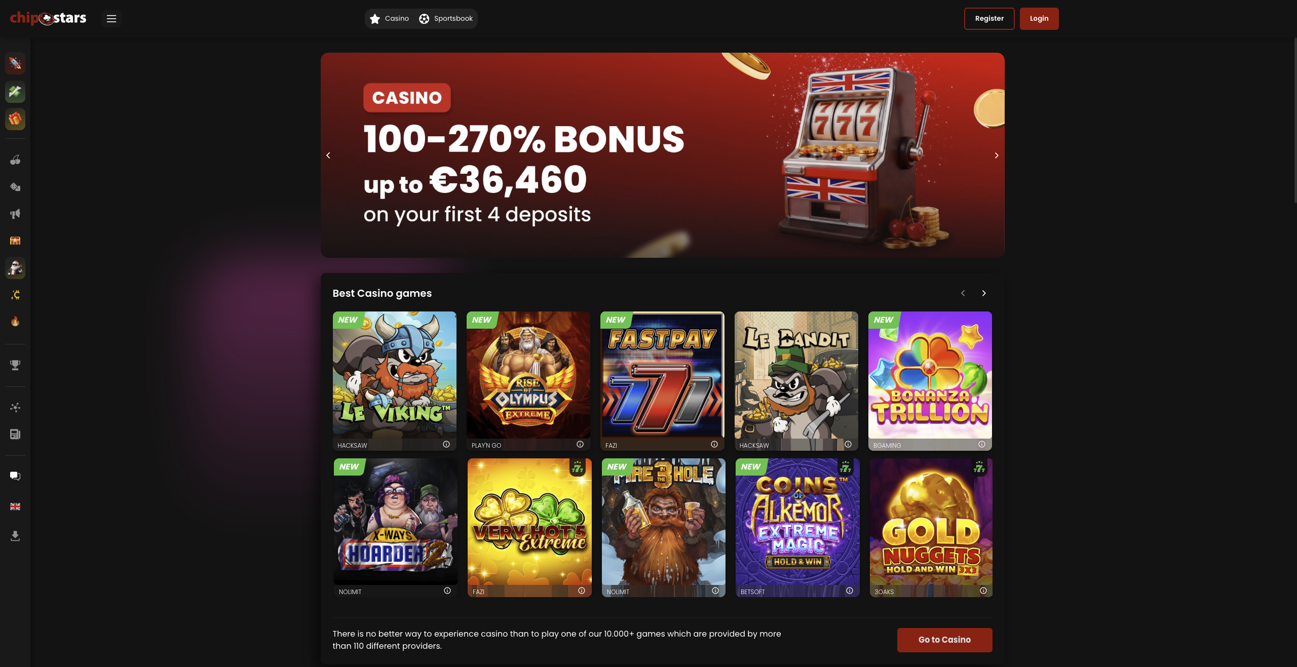 Раздел игр Chipstars Casino
